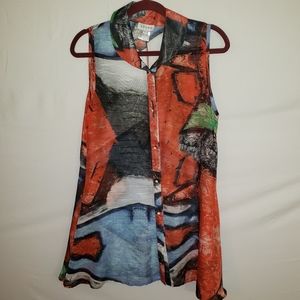 ADORE sheer sleeveless top. Large